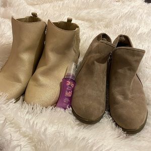 2 pairs of shoes and a mini travel perfume